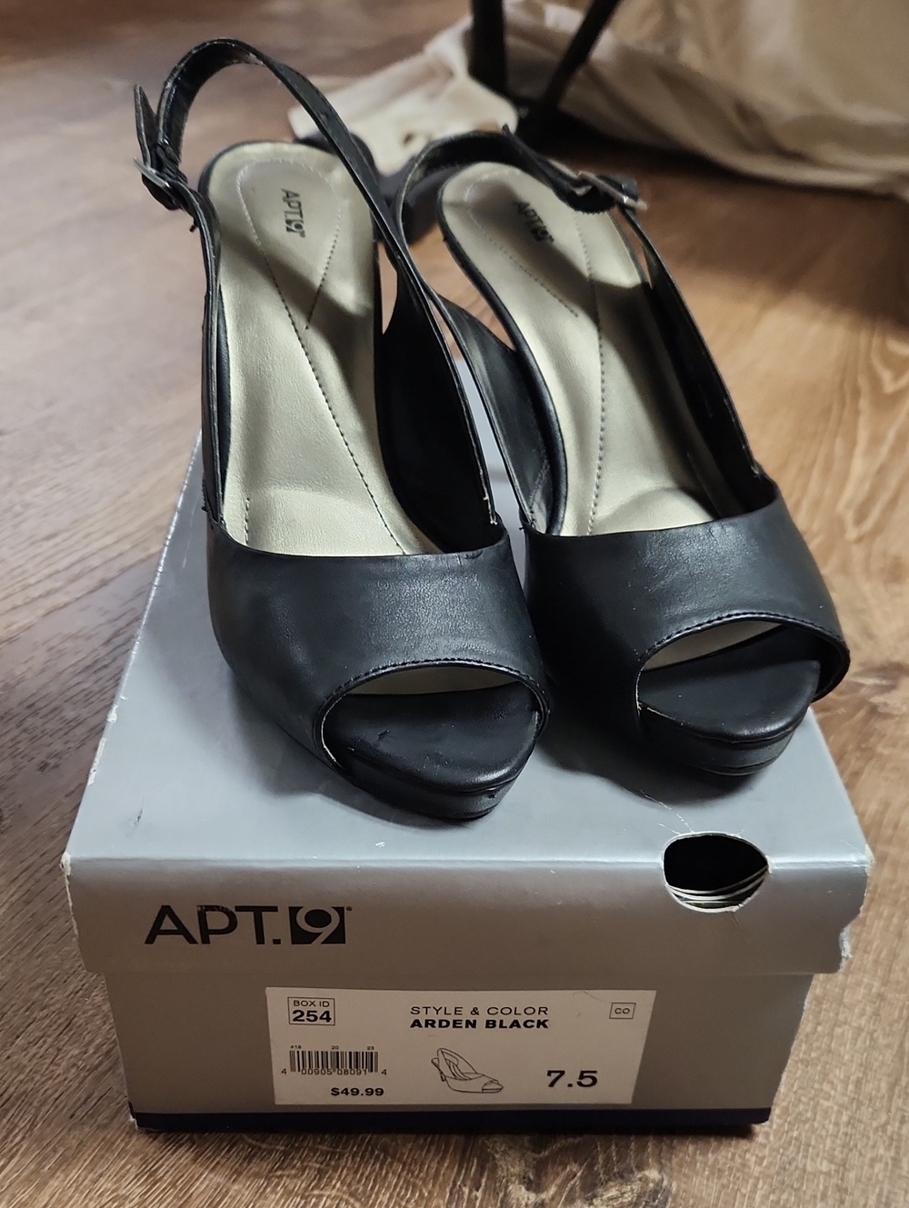 Apt. 9 Black Open-Toe Slingback Heels